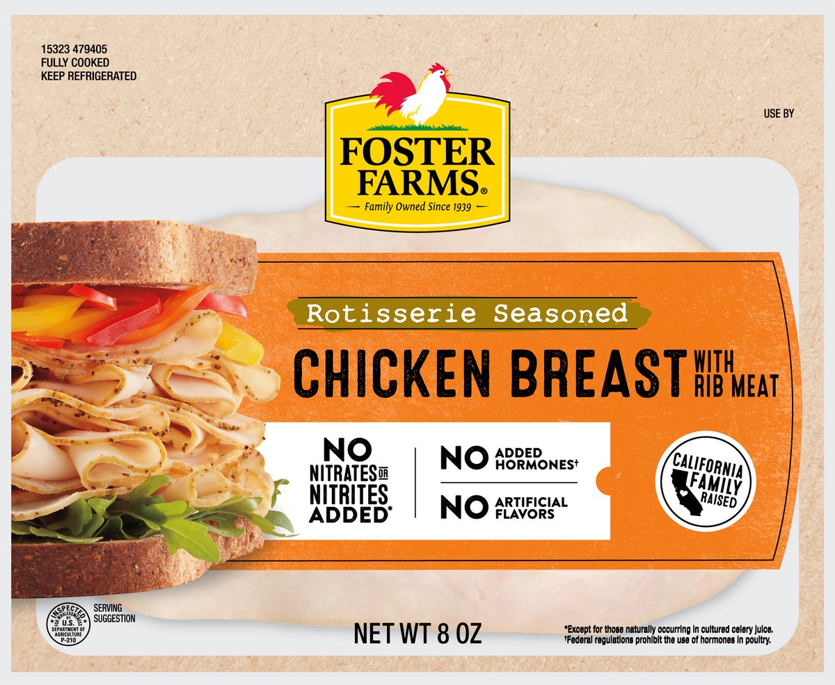 slide 6 of 8, Foster Farms Rotisserie Seasoned Chicken Breast Deli Meat - 8 oz, 8 oz