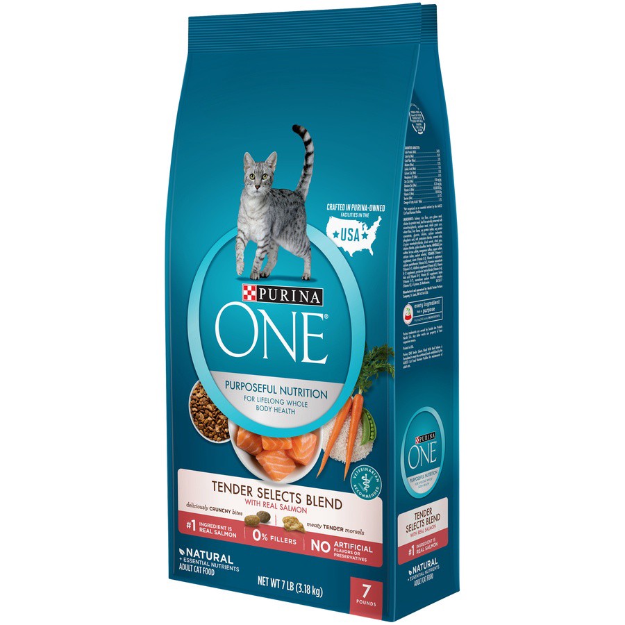 slide 6 of 9, ONE Purina ONE Natural Dry Cat Food, Tender Selects Blend With Real Salmon - 7 lb. Bag, 7 lb