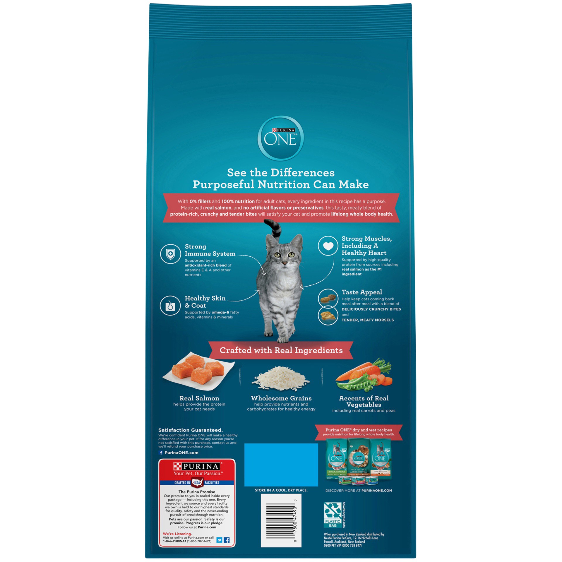 slide 4 of 9, ONE Purina ONE Natural Dry Cat Food, Tender Selects Blend With Real Salmon - 7 lb. Bag, 7 lb
