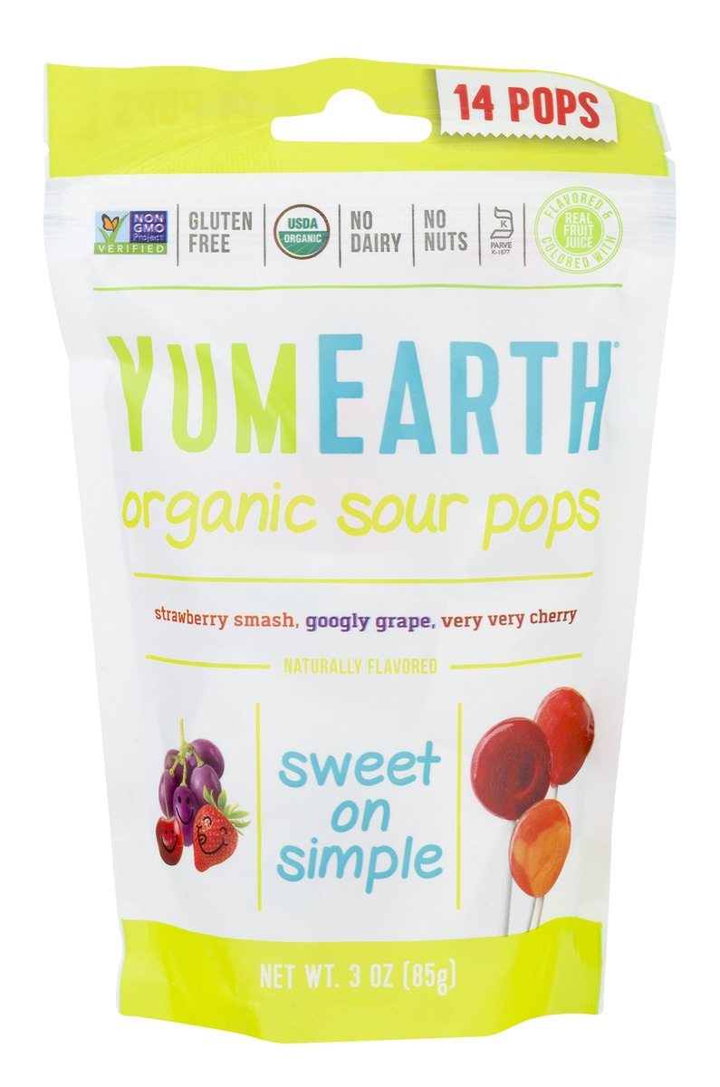 slide 1 of 1, YumEarth Yummy Earth Organic Super Sour Standup Lollipops, 3 oz