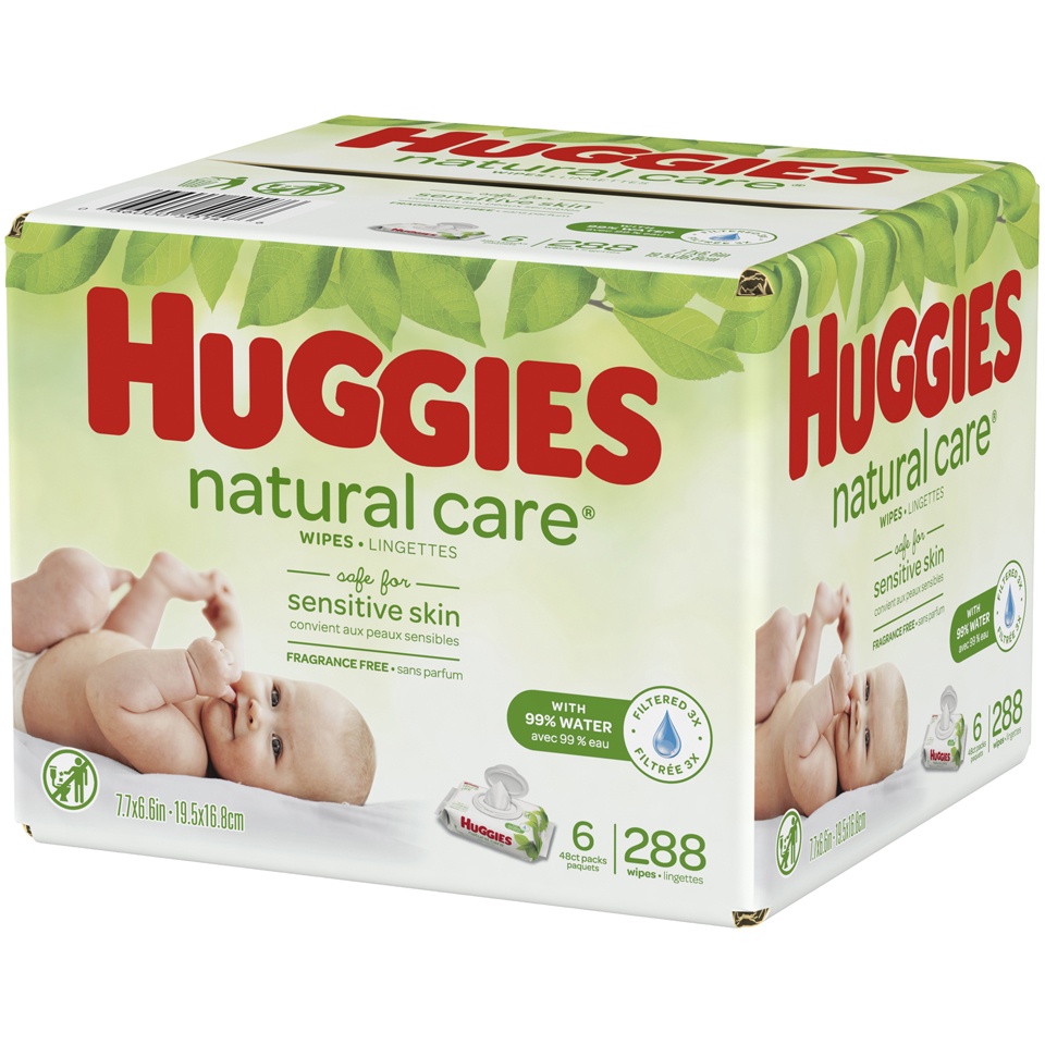 slide 3 of 3, Huggies Natural Care Fragrance Free Baby Wipes, 288 ct