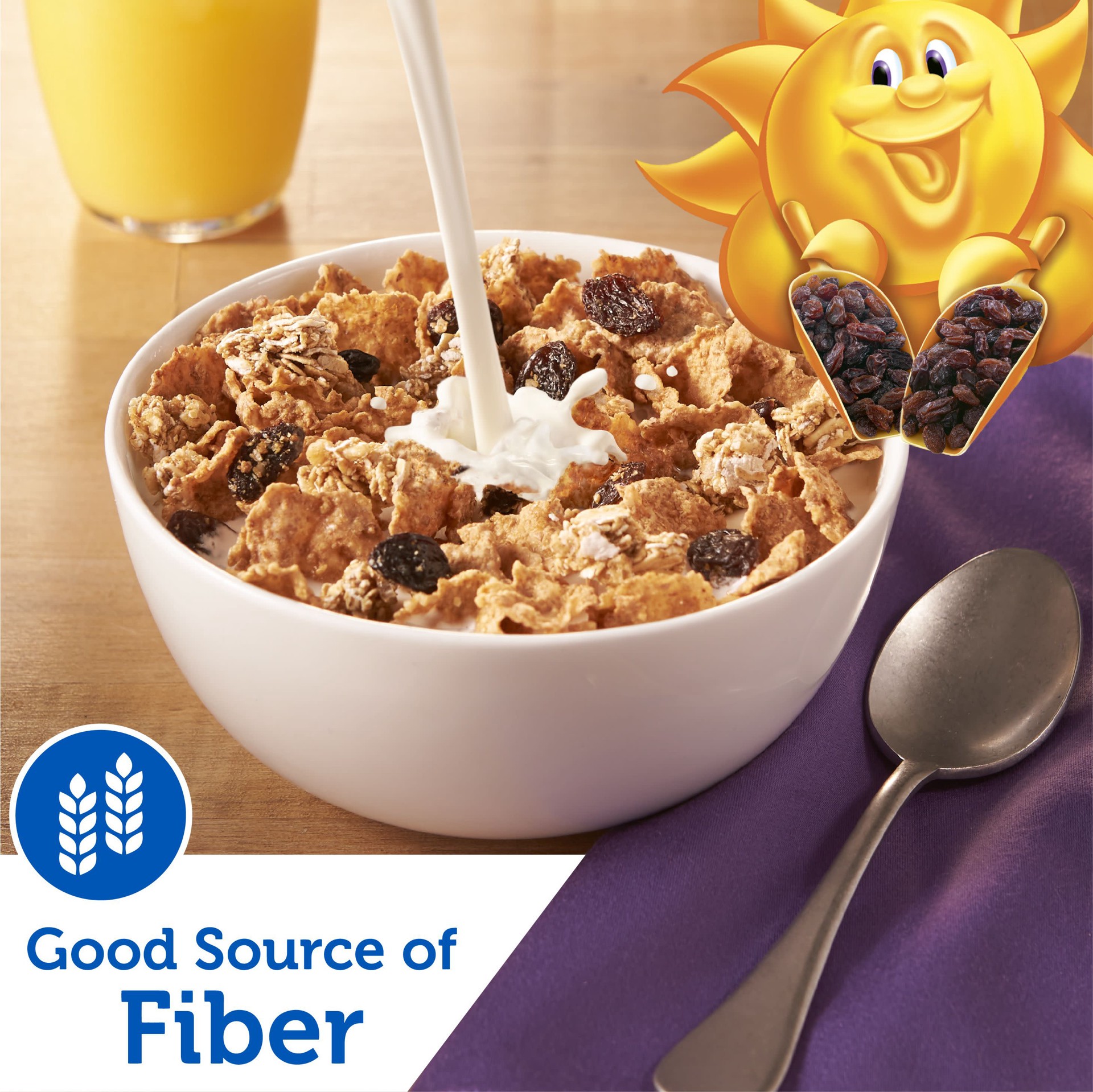 slide 3 of 5, Raisin Bran Kellogg's Raisin Bran Crunch Breakfast Cereal, Fiber Cereal, Made with Real Fruit, Original, 56.6oz Box, 2 Bags, 56.60 oz