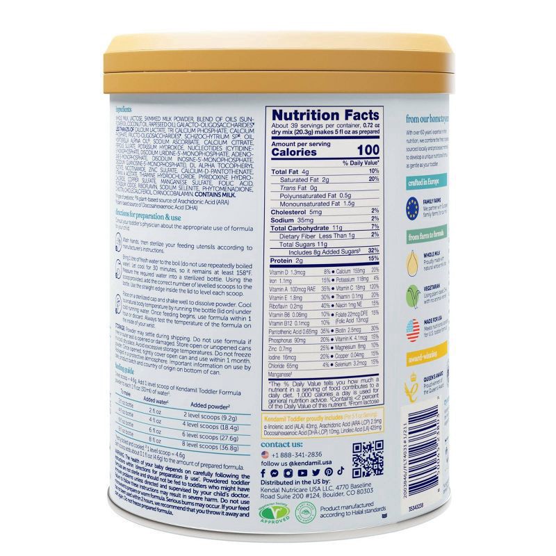 slide 3 of 3, Kendamil Classic Toddler Powder Formula - 28.2oz, 28.2 oz