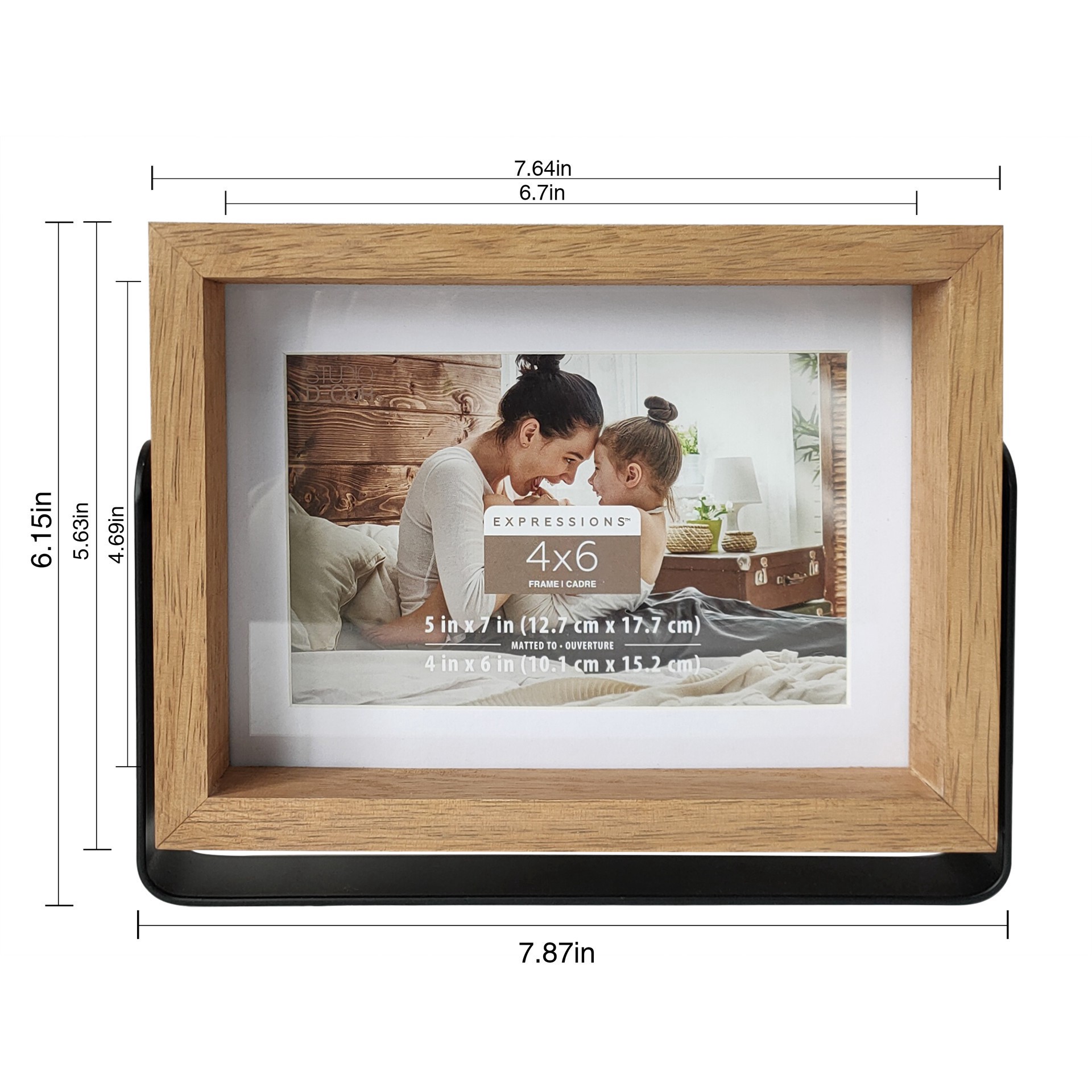 slide 5 of 6, Expressions 4" X 6" Natural Wood Frame With Mat In Metal Base By Studio Decor, 4 in x 6 in
