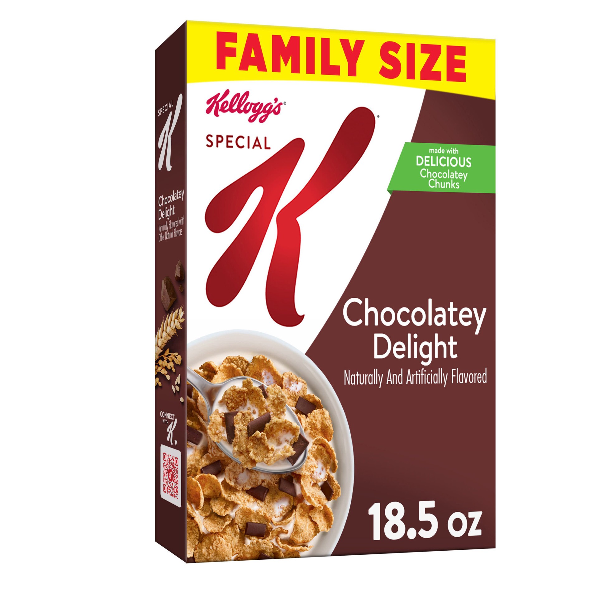 slide 1 of 5, Special K Breakfast Cereal, Family Breakfast, Fiber Cereal, Family Size, Chocolatey Delight, 18.5oz Box, 18.5 oz