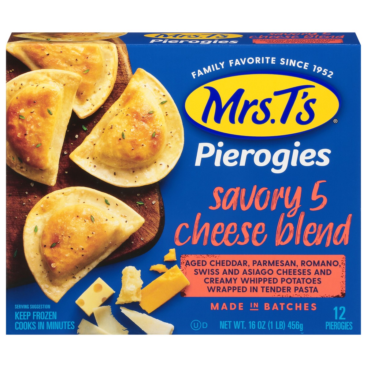 slide 1 of 13, Mrs. T's Pierogies Savory Five Cheese Blend, 16 oz