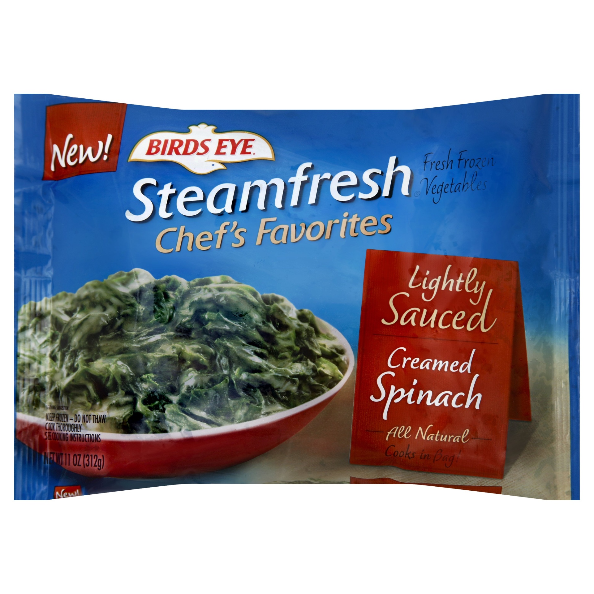 slide 1 of 1, Birds Eye Steamfresh Lightly Sauced Creamed Spinach, 11 oz