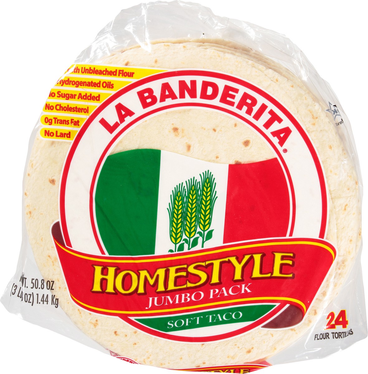 slide 13 of 14, La Banderita Homestyle Jumbo Flour Tortillas, 24 ct; 50.8 oz
