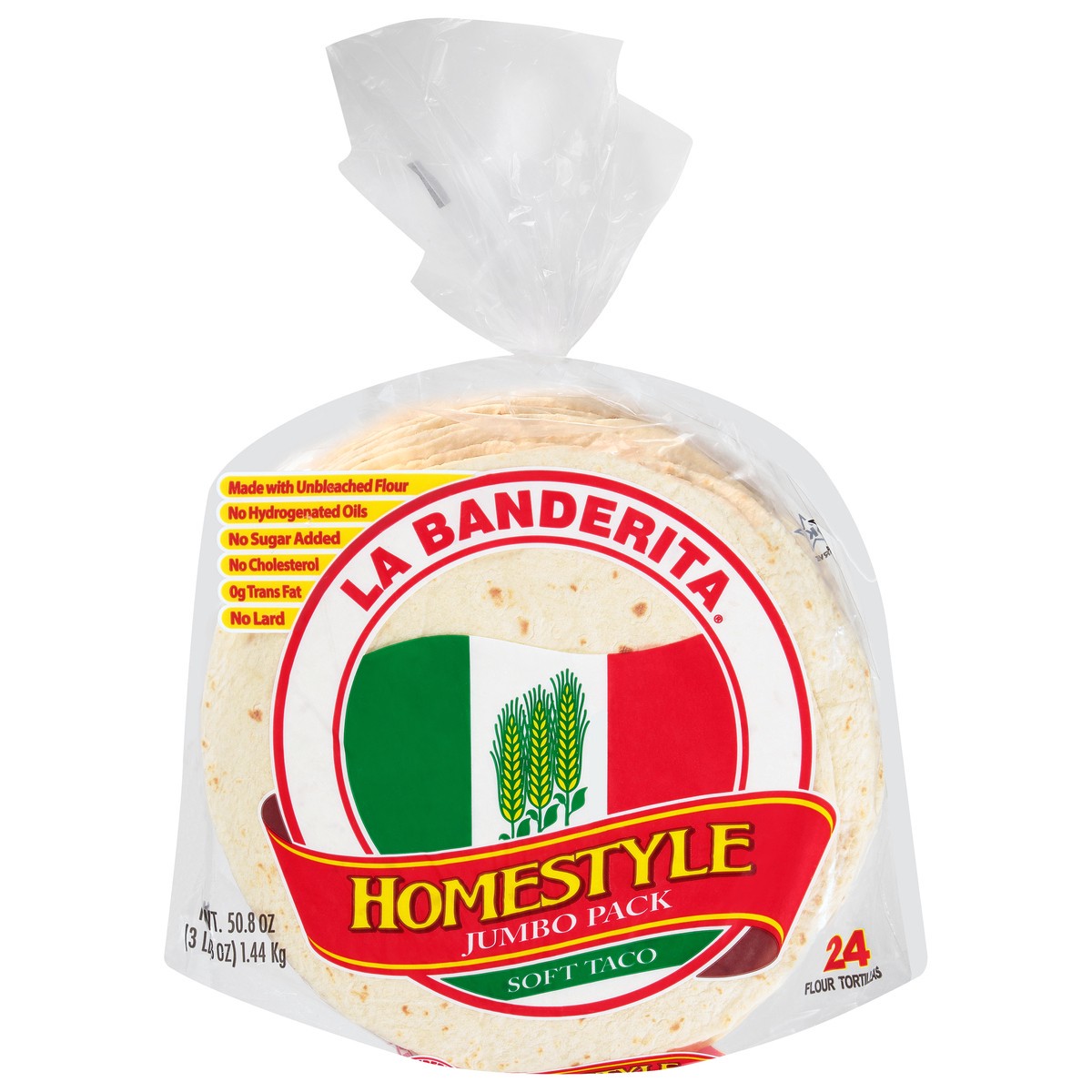 slide 4 of 14, La Banderita Homestyle Jumbo Flour Tortillas, 24 ct; 50.8 oz