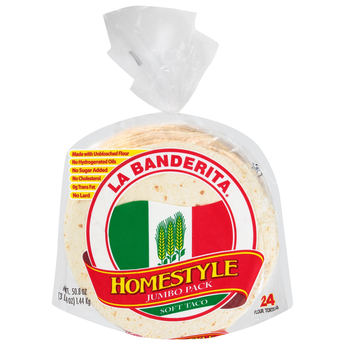 slide 1 of 1, La Banderita Homestyle Jumbo Flour Tortillas, 24 ct; 50.8 oz