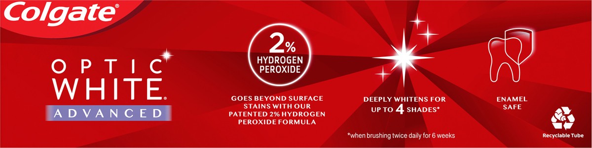 slide 2 of 7, Colgate Optic White Advanced Teeth Whitening Toothpaste, Oxygenating White, 4.5 Oz, 4.5 oz