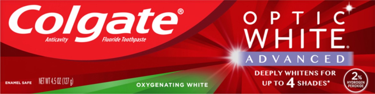 slide 6 of 7, Colgate Optic White Advanced Teeth Whitening Toothpaste, Oxygenating White, 4.5 Oz, 4.5 oz