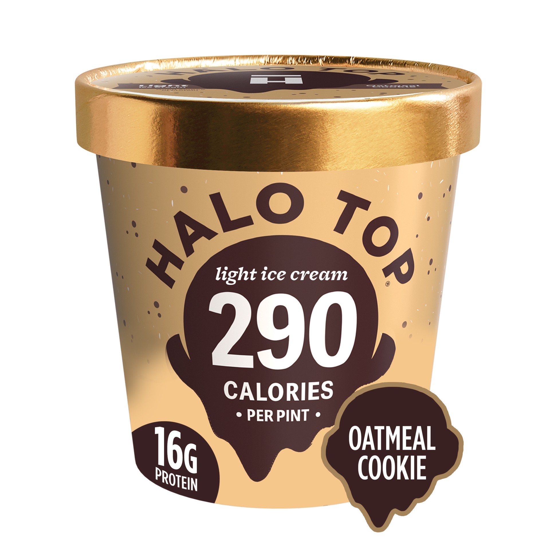 slide 1 of 2, Halo Top Creamery Halo Top Oatmeal Cookie Light Ice Cream, 16 fl oz