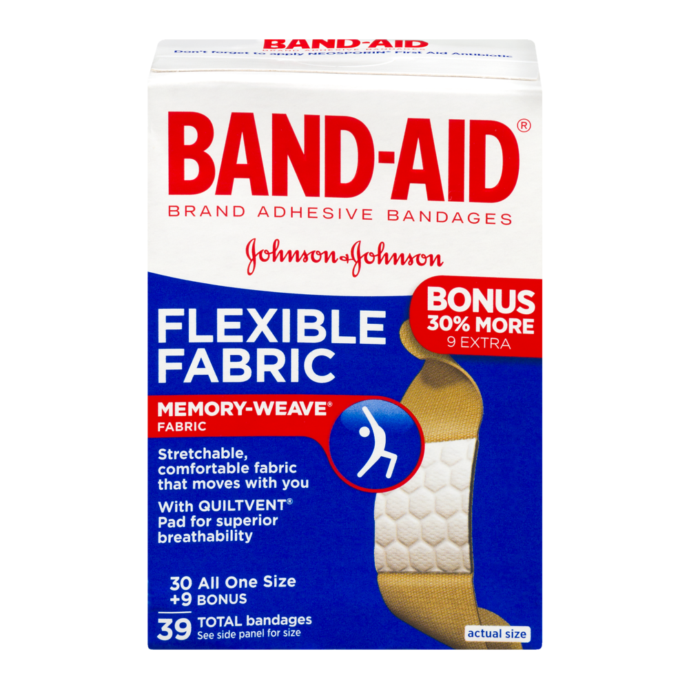 slide 1 of 1, BAND-AID Flexible Fabric Bandages, 39 ct
