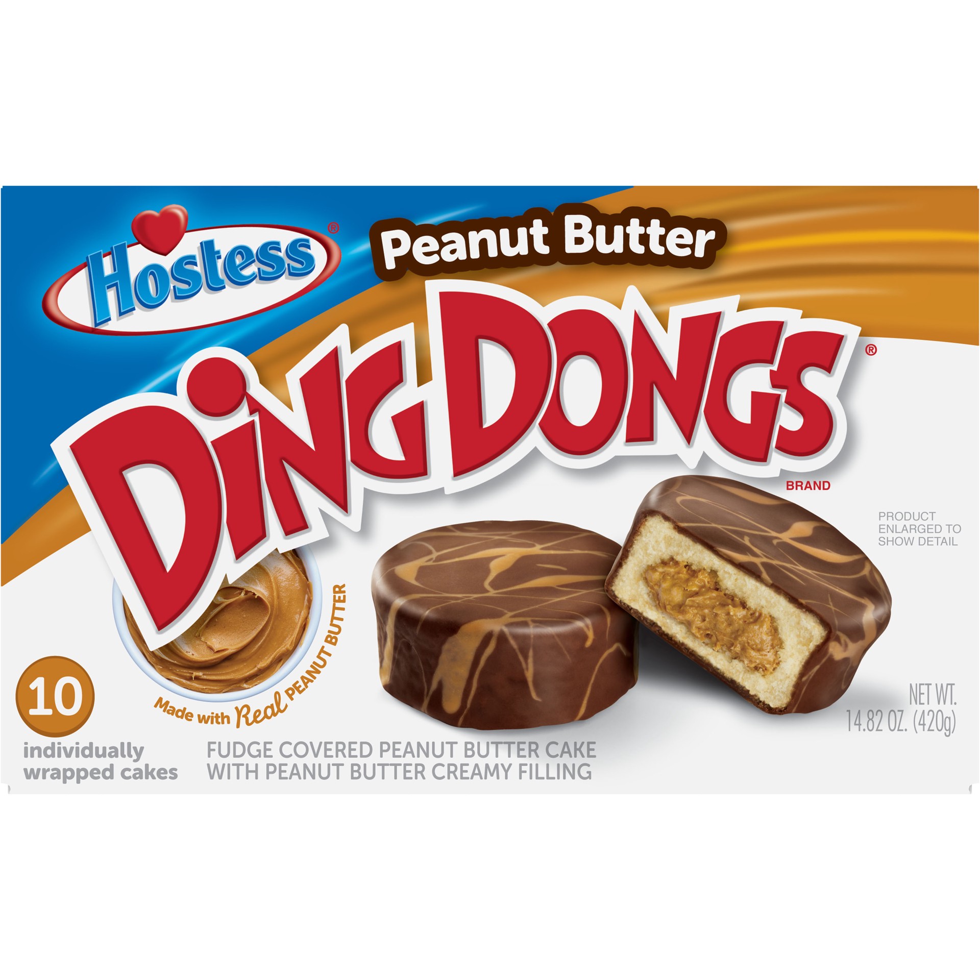 slide 1 of 4, Hostess Peanut Butter Ding Dong, 14.82 oz