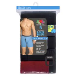 Fruit of the Loom FOL EVERSOFT COOLZONE COVERED WAISTBAND BOXER BRIEF 5CBL1TG AST S
