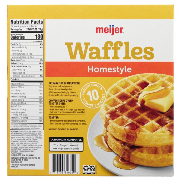 slide 19 of 21, Meijer Homestyle Frozen Waffles, 24 ct, 29.6 oz