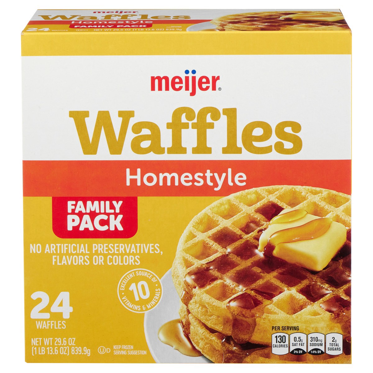 slide 1 of 21, Meijer Homestyle Frozen Waffles, 24 ct, 29.6 oz