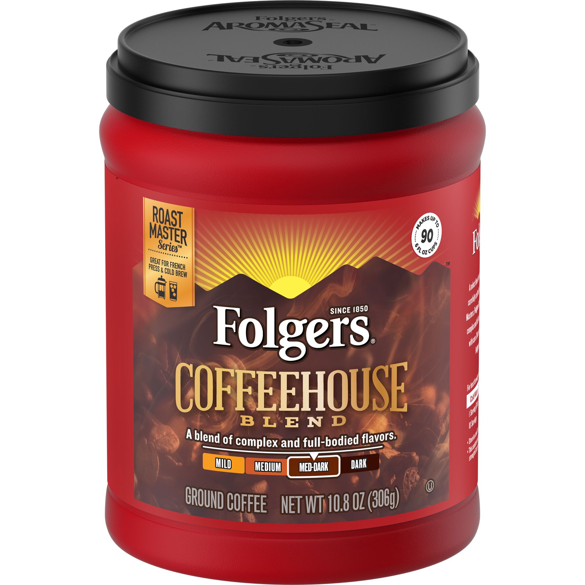 slide 2 of 4, Folgers Coffeehouse Blend Ground Coffee, Medium-Dark Roast- 10.8 oz, 10.8 oz