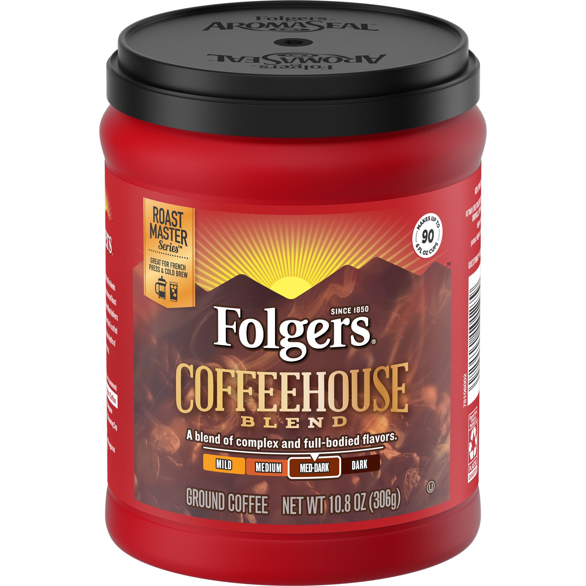 slide 1 of 4, Folgers Coffeehouse Blend Ground Coffee, Medium-Dark Roast- 10.8 oz, 10.8 oz