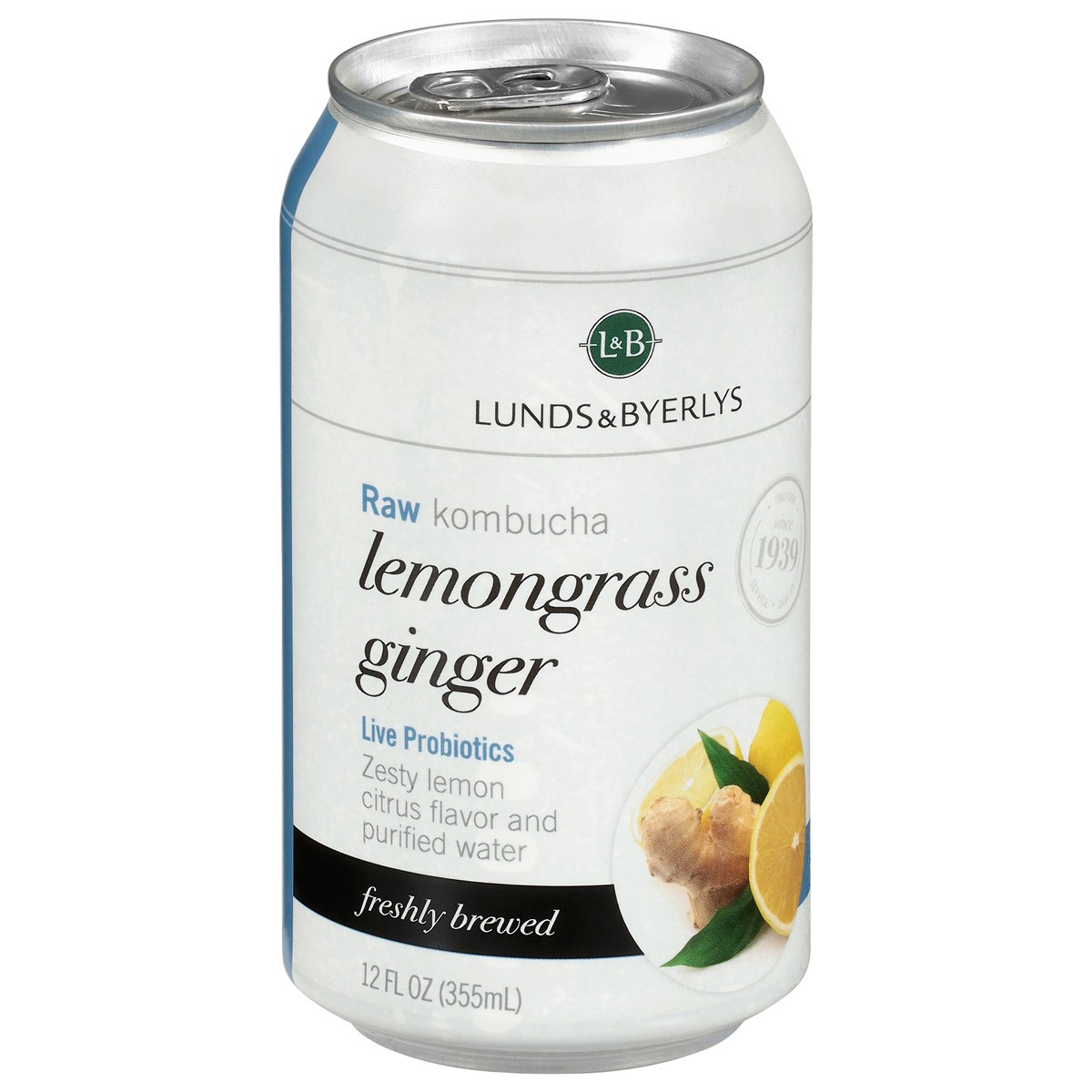 slide 4 of 4, Lunds & Byerlys Raw Lemongrass Ginger Kombucha 12 fl oz, 12 fl oz