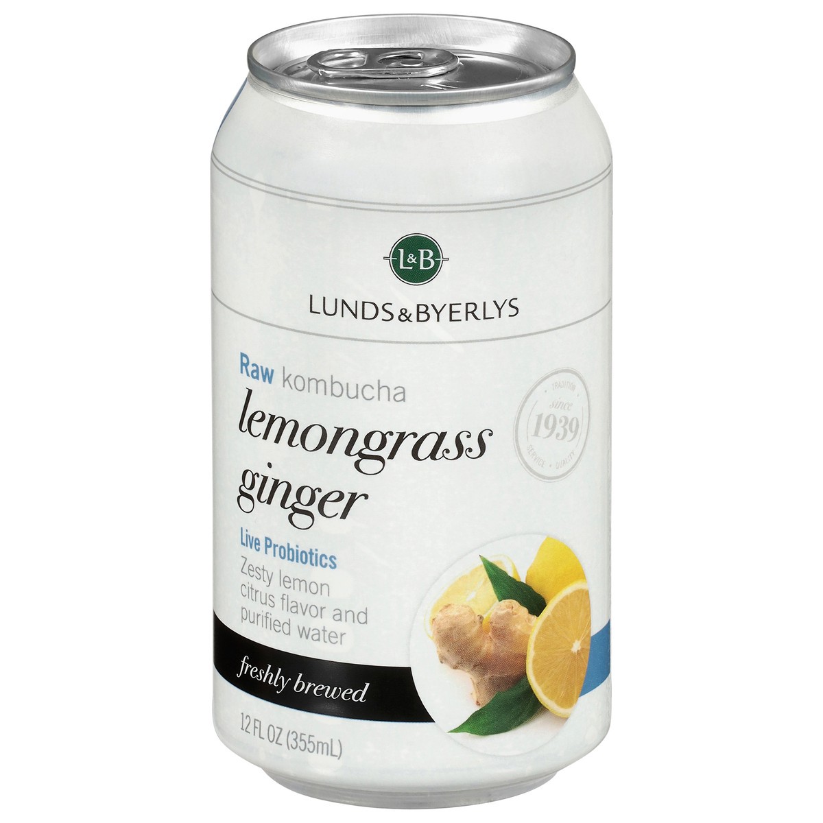 slide 1 of 4, Lunds & Byerlys Raw Lemongrass Ginger Kombucha 12 fl oz, 12 fl oz