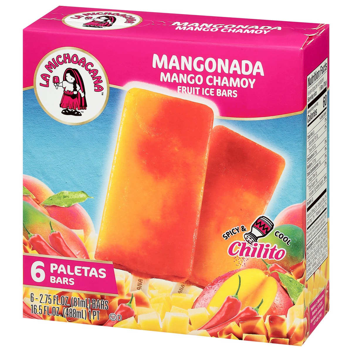 slide 7 of 9, La Michoacana Mango Chamoy Fruit Ice Bars 6 - 2.75 fl oz Bars, 6 ct