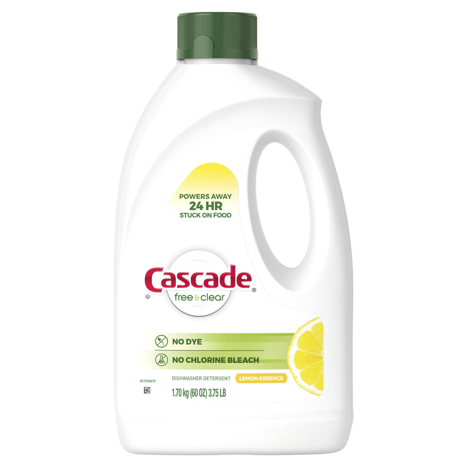 slide 1 of 2, Cascade Pure Essentials Lemon Essence Dishwasher Detergent, 60 oz