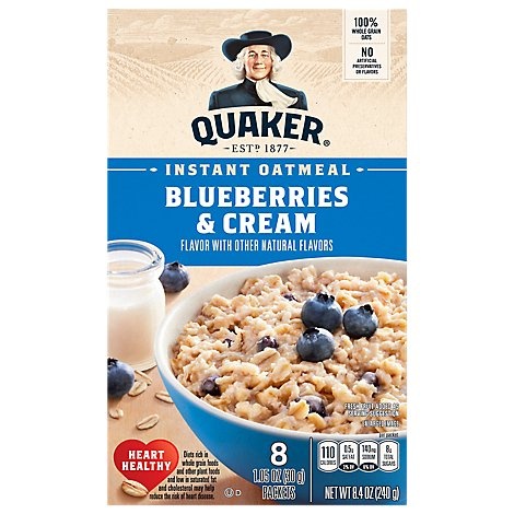 slide 1 of 1, Quaker Instant Oatmeal Blueberry And Cream, 8.4 oz