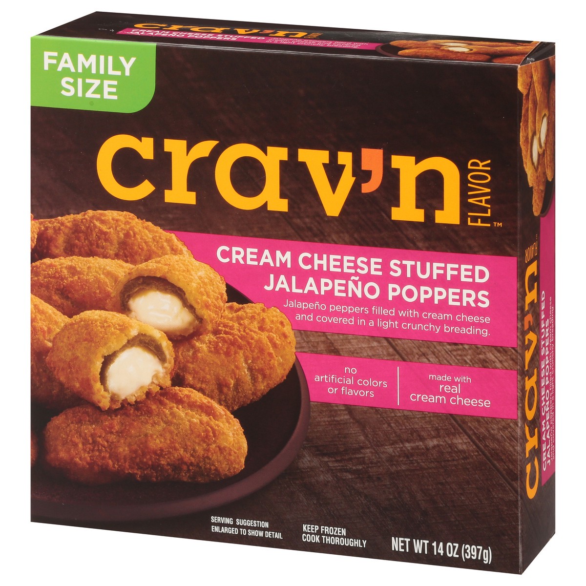 slide 2 of 10, Crav'n Flavor Cream Cheese Stuffed Jalapeno Poppers Family Size, 14 oz