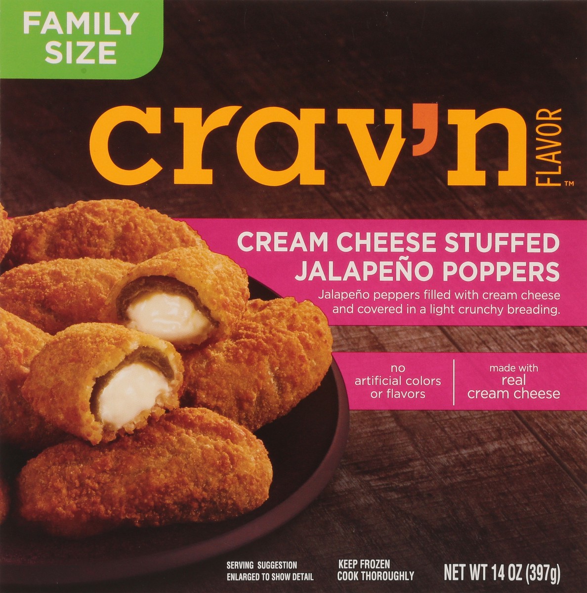 slide 4 of 10, Crav'n Flavor Cream Cheese Stuffed Jalapeno Poppers Family Size, 14 oz