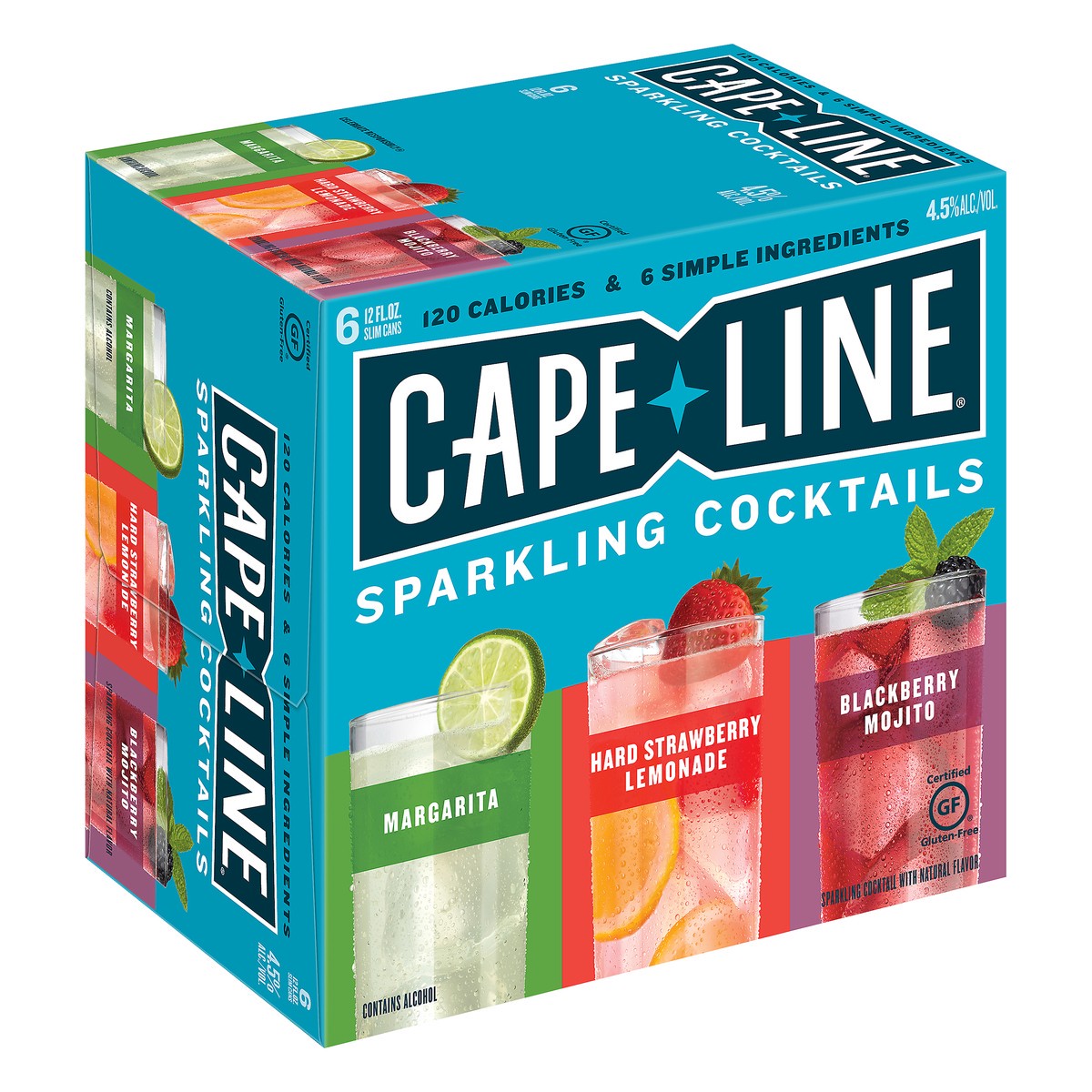 slide 9 of 9, Cape Line Variety Pack Cape Line Sparkling Cocktails Variety Pack, Gluten Free, 6 Pack, 12 FL OZ Cans, 4.5% ABV, 6 ct; 12 oz