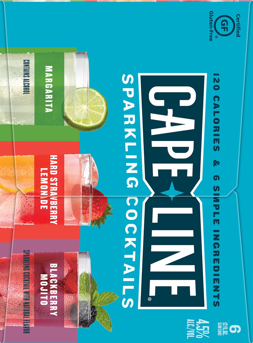 slide 4 of 9, Cape Line Variety Pack Cape Line Sparkling Cocktails Variety Pack, Gluten Free, 6 Pack, 12 FL OZ Cans, 4.5% ABV, 6 ct; 12 oz