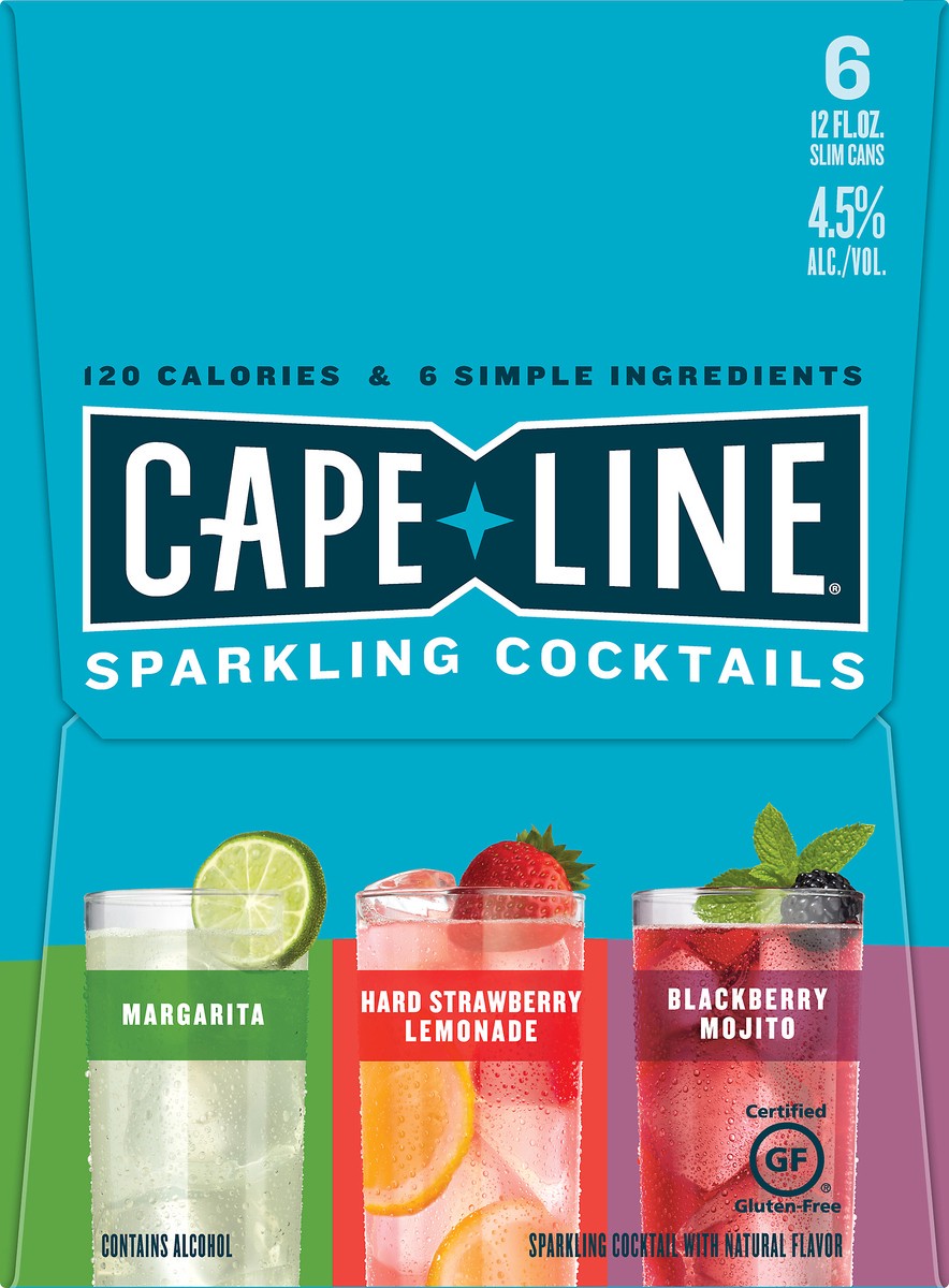 slide 8 of 9, Cape Line Variety Pack Cape Line Sparkling Cocktails Variety Pack, Gluten Free, 6 Pack, 12 FL OZ Cans, 4.5% ABV, 6 ct; 12 oz