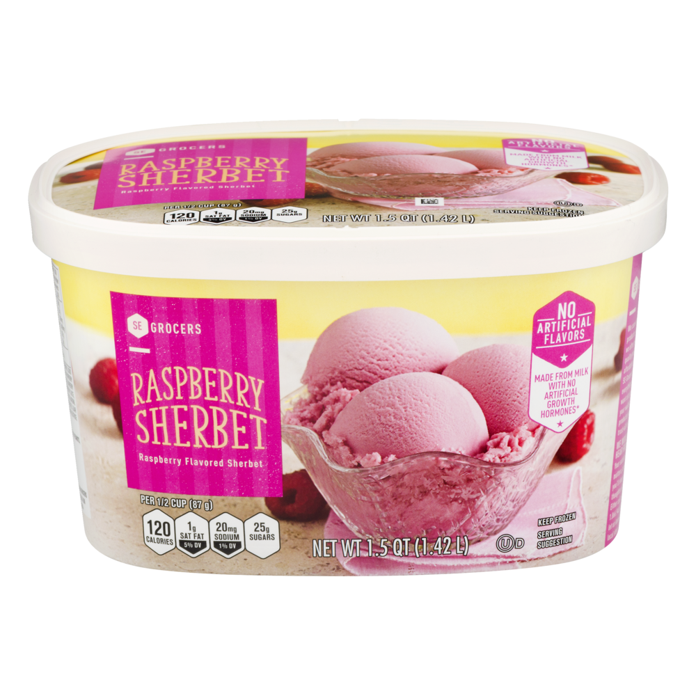 slide 1 of 1, SE Grocers Raspberry Sherbet, 48 oz