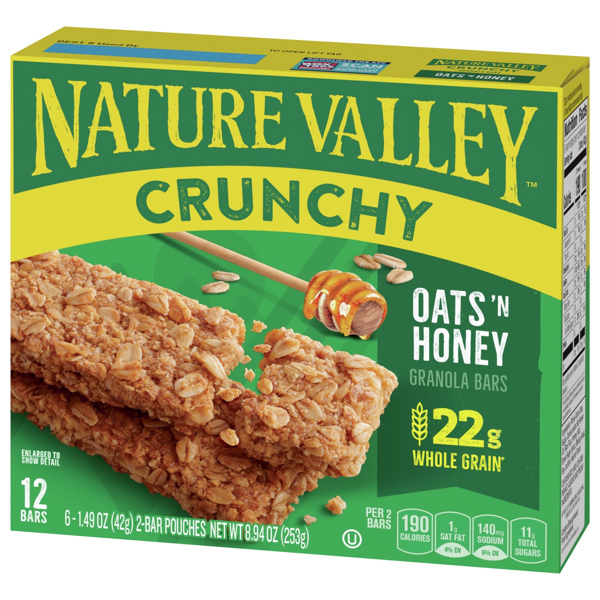 slide 12 of 14, Nature Valley Crunchy Granola Bars, Oats 'N Honey, 8.94 oz, 6 ct, 12 bars, 6 ct