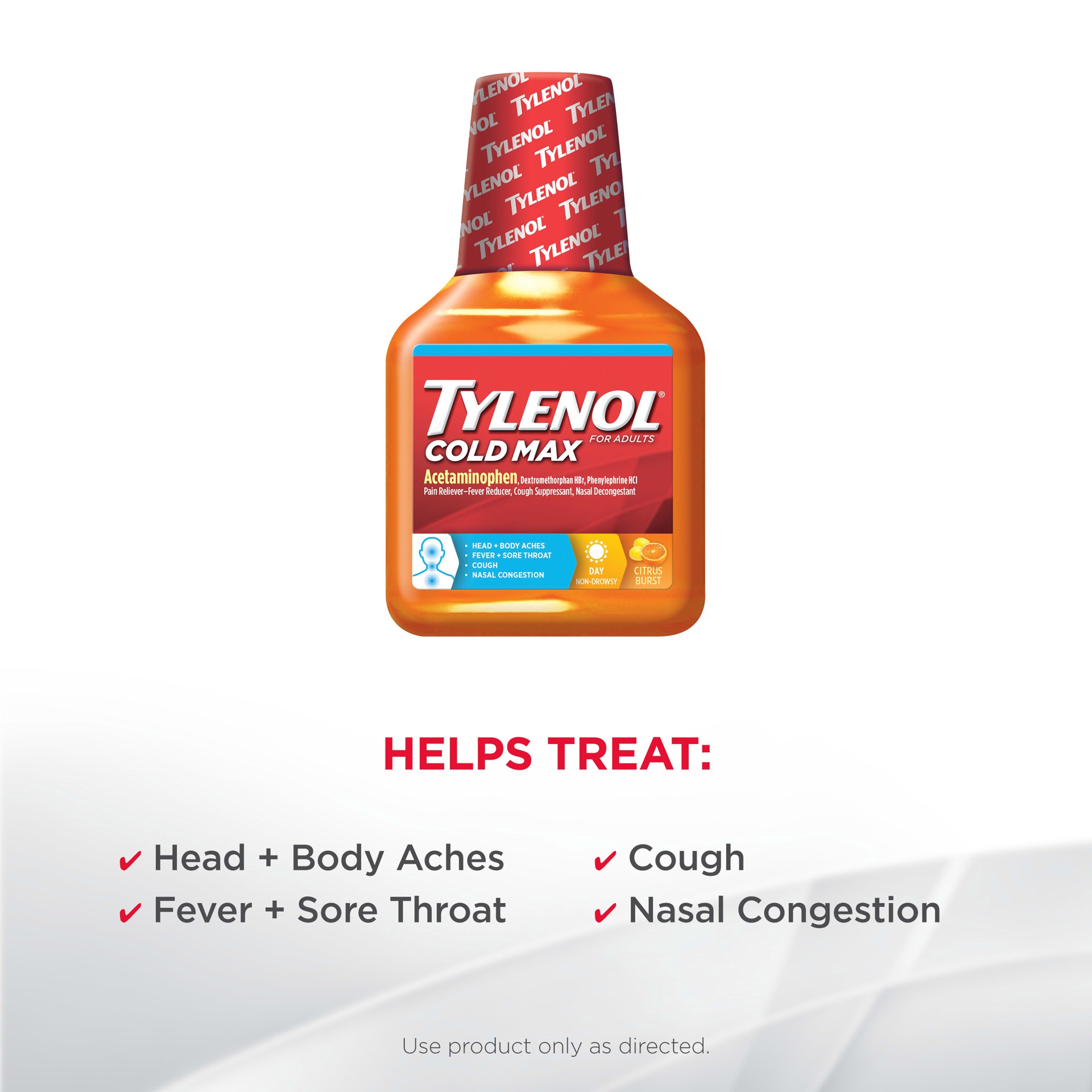 slide 4 of 5, TYLENOL Cold + Flu + Cough Daytime Liquid, Citrus Burst, 8 Fl. Oz, 8 fl oz