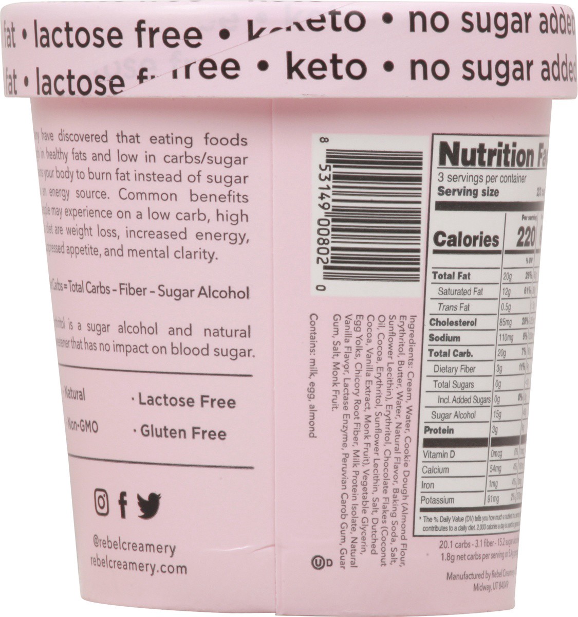 slide 8 of 9, Rebel Cookie Dough Ice Cream, 1 pint