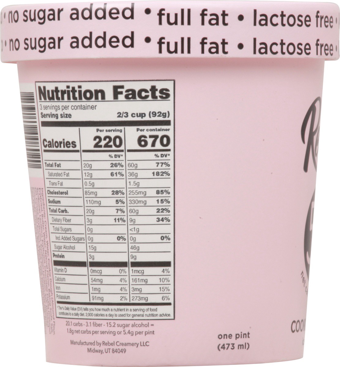 slide 7 of 9, Rebel Cookie Dough Ice Cream, 1 pint