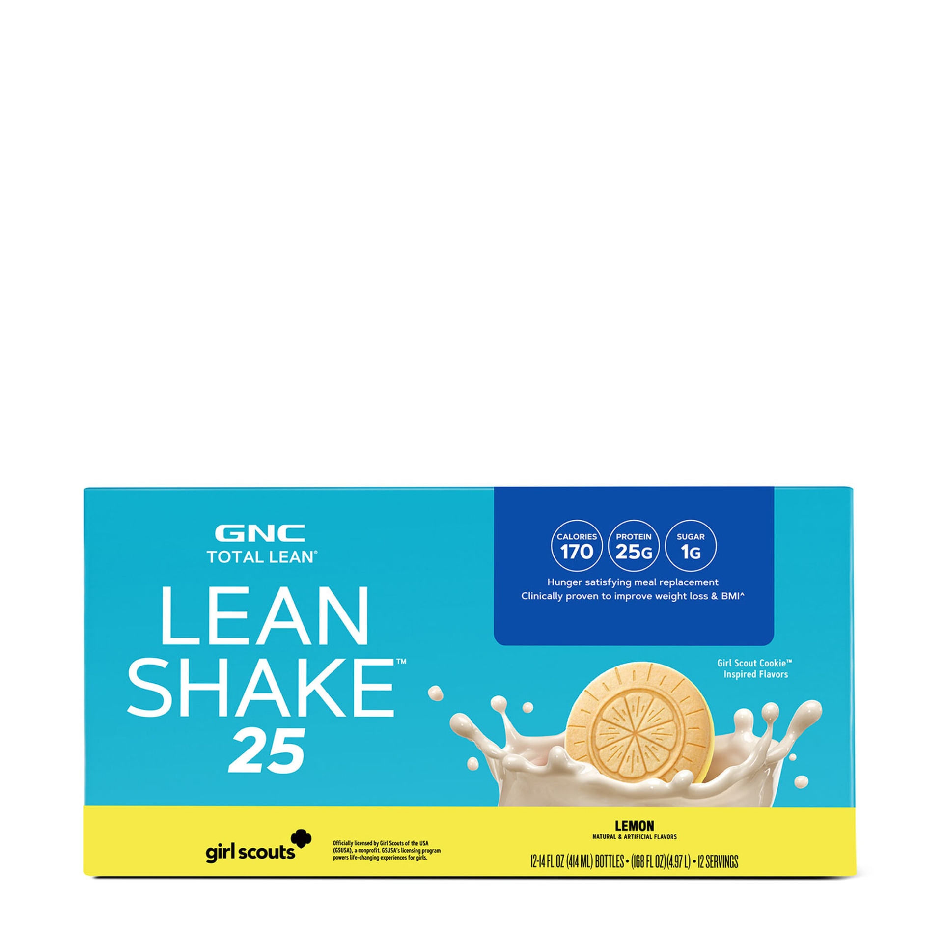 slide 1 of 1, GNC Total Lean Lean Shake 25 - Girl Scout Lemon, 12 ct