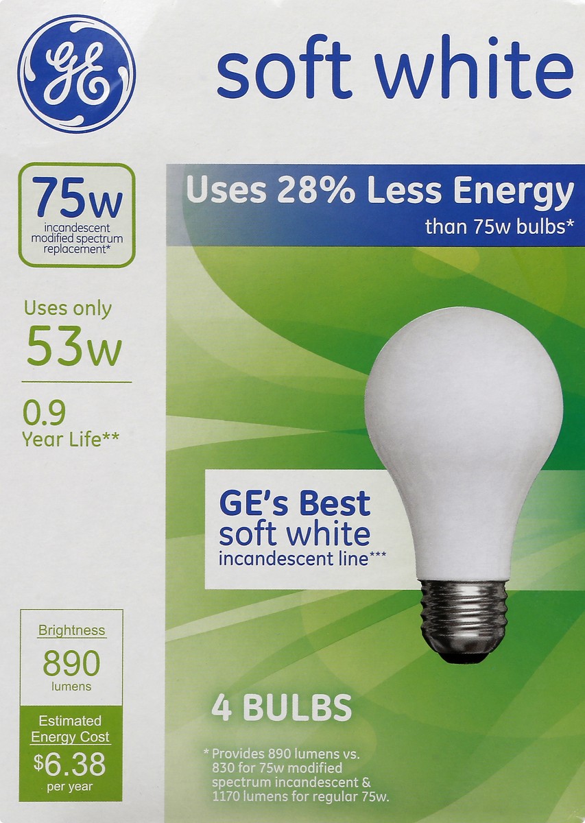 slide 4 of 8, GE 53 watt Halogen Soft White Light Bulbs, 4 ct