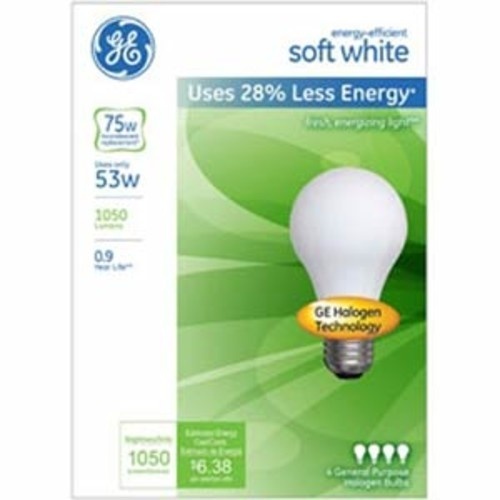 slide 1 of 3, GE 53 watt Halogen Soft White Light Bulbs, 4 ct