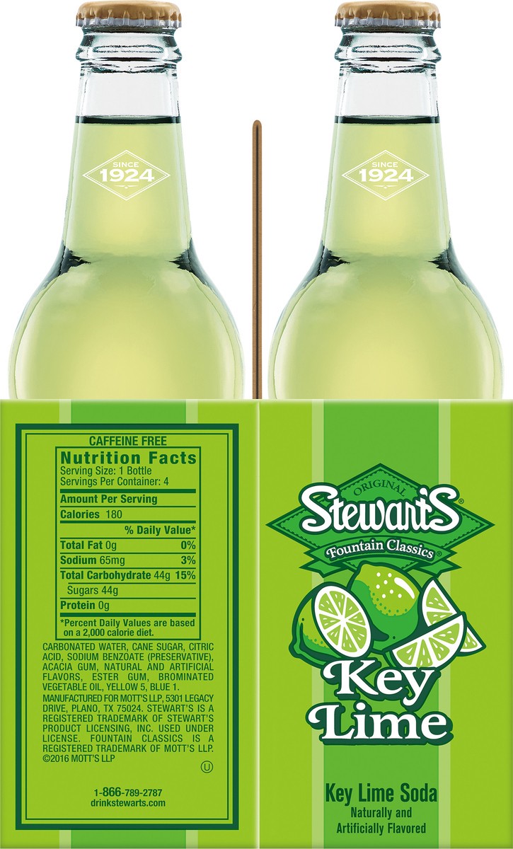 slide 3 of 9, Stewart's Key Lime Made with Sugar, 12 fl oz glass bottles, 4 pack, 4 ct
