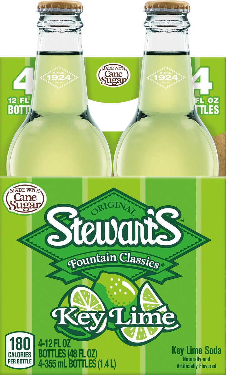 slide 4 of 9, Stewart's Key Lime Made with Sugar, 12 fl oz glass bottles, 4 pack, 4 ct
