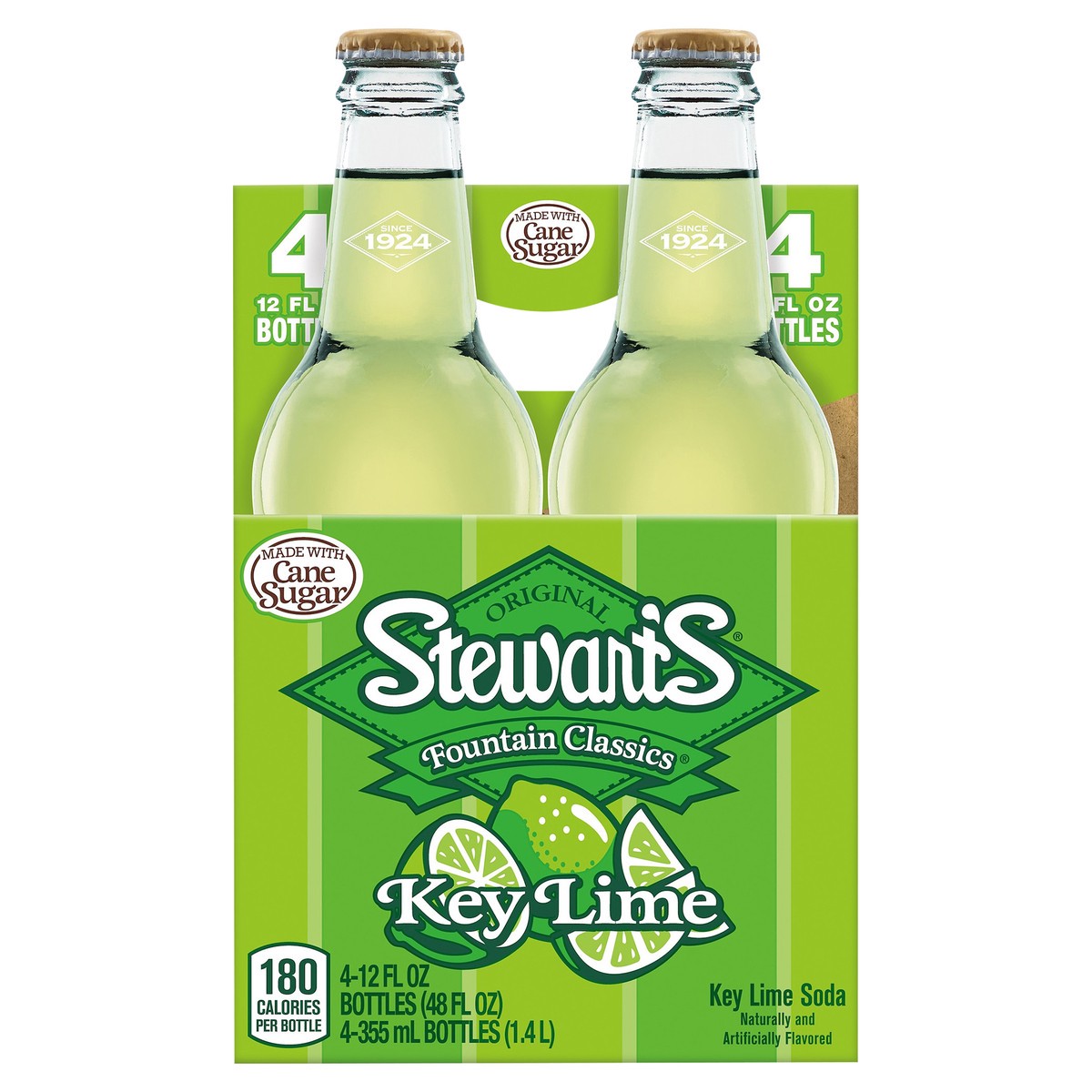 slide 6 of 9, Stewart's Key Lime Made with Sugar, 12 fl oz glass bottles, 4 pack, 4 ct