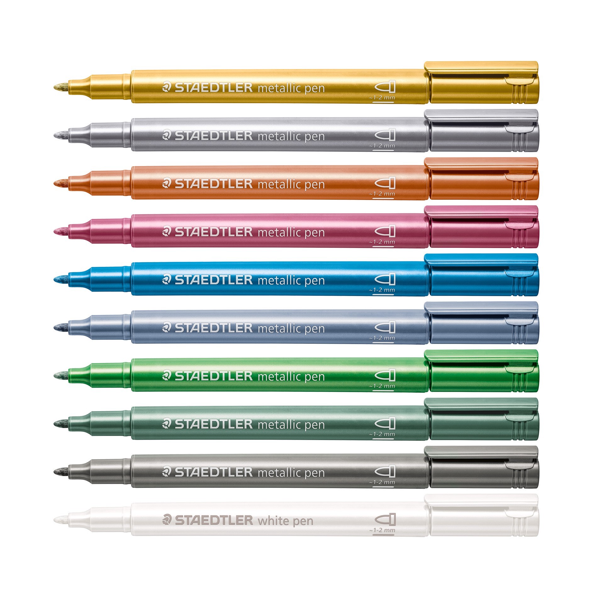 slide 2 of 4, Staedtler 10 Color Bullet Tip Metallic Pen Set, 1mm-2mm
