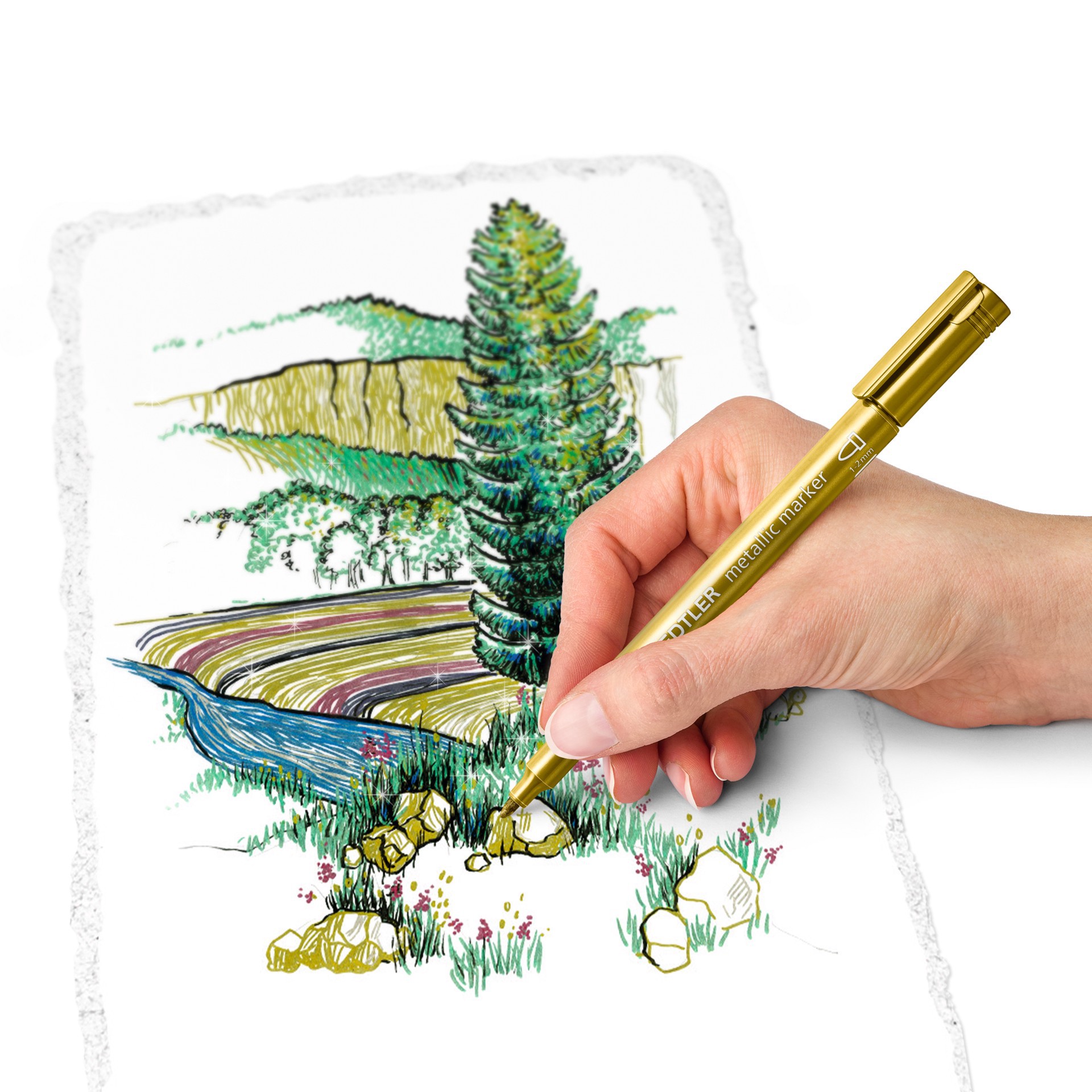 slide 3 of 4, Staedtler 10 Color Bullet Tip Metallic Pen Set, 1mm-2mm