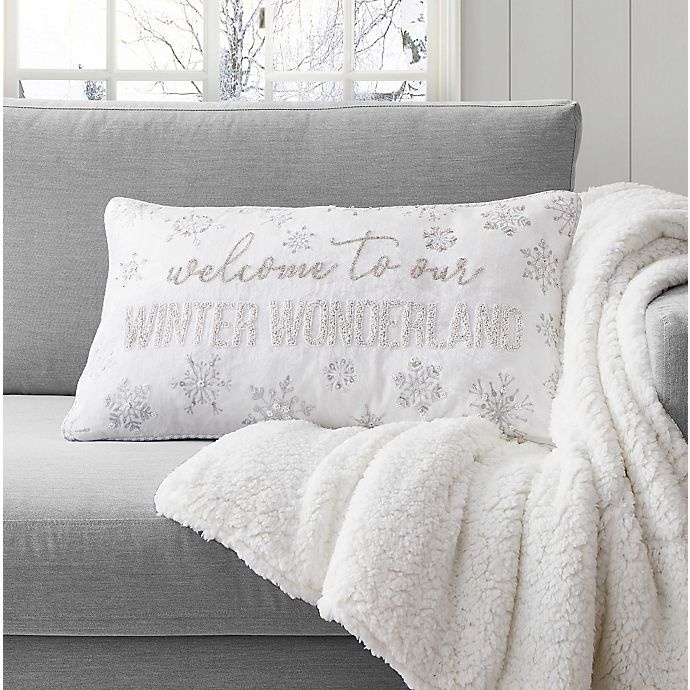 slide 3 of 3, Winter Wonderland Oblong Throw Pillow - White, 1 ct