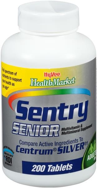 slide 1 of 1, Hy-Vee HealthMarket Sentry Senior Multivitamin & Multimineral Supplement Tablets, 200 ct