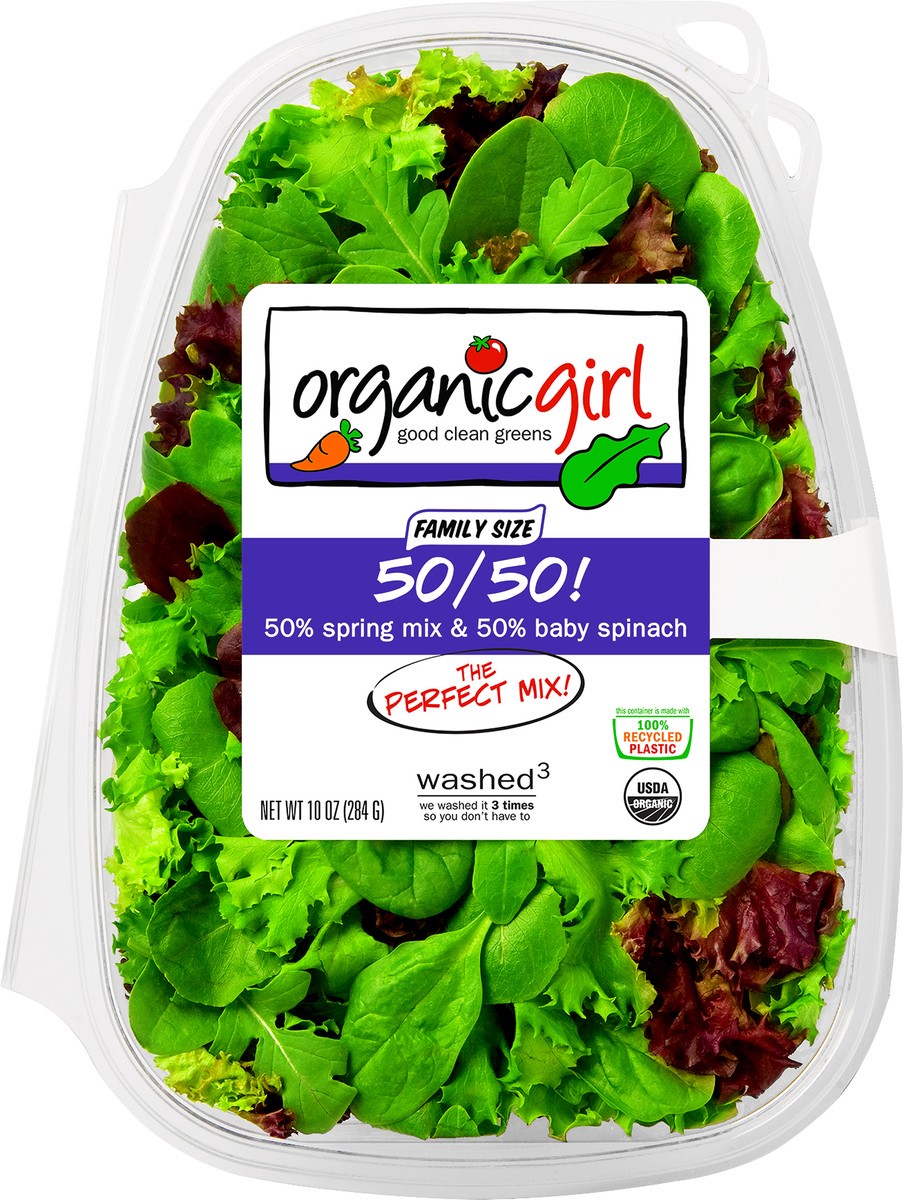 slide 3 of 3, Organic Girl Organicgirl Spring Mix & Baby Spinach, 50/50!, Family Size, 10 Ounce, 10 oz